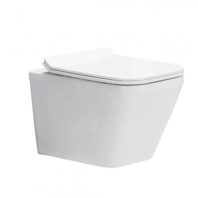 wall hung toilet square shaped ceramic sanitary rimless P-trap European standard